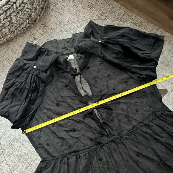 New Aritzia Le Fou Wilfred Foxtrot Black Silk Sheer Babydoll Mini Dress Sz L - Picture 9 of 15